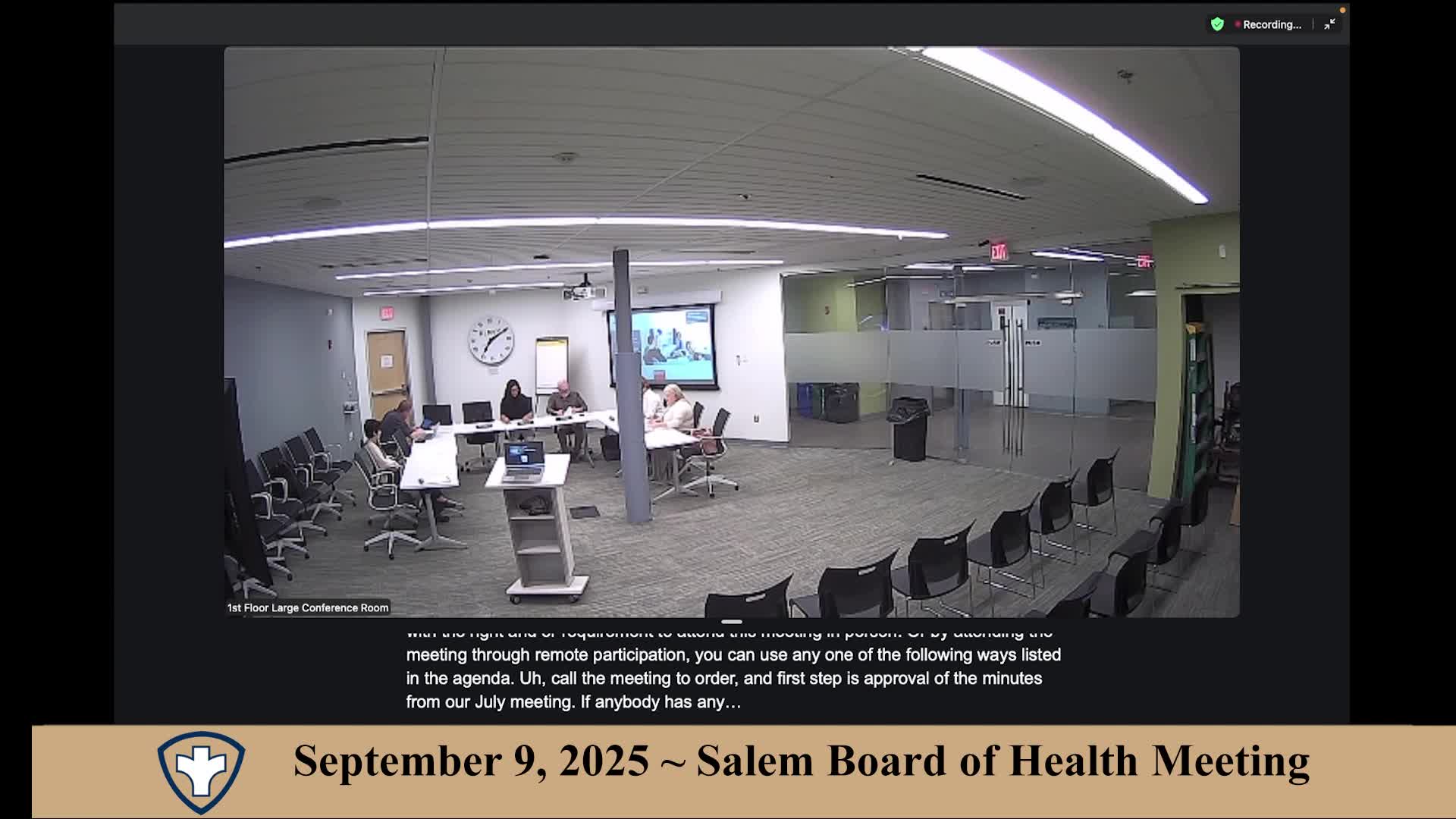 Salem Board of Health Meeting 9/9/2025