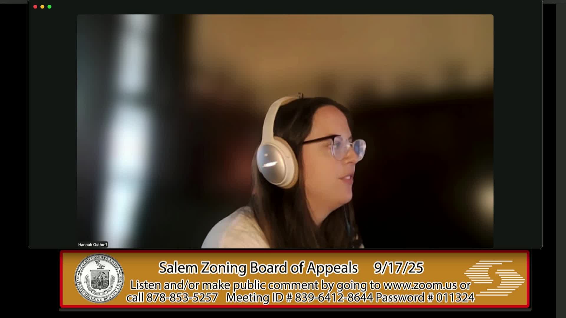 Salem Zoning Board of Appeals Meeting 9/17/25