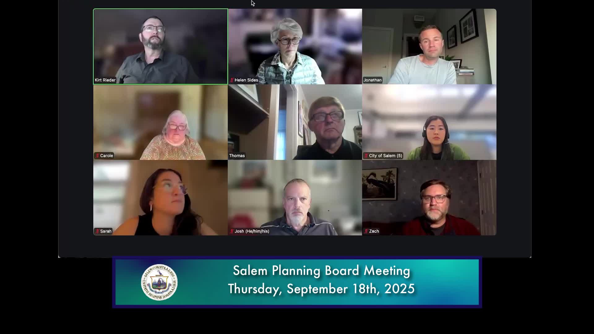 Salem Planning Board Meeting 9/18/2025