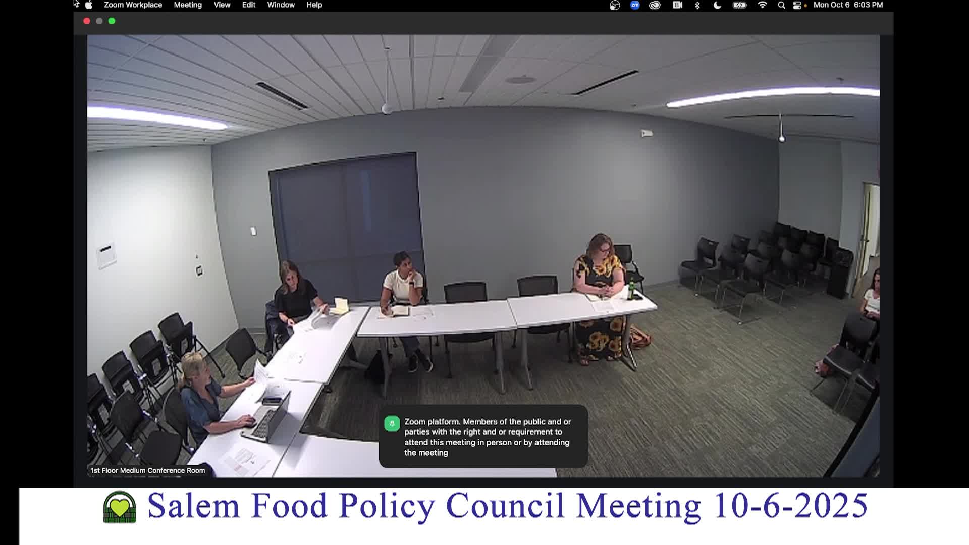 Salem Food Policy Council Meeting 10/6/2025