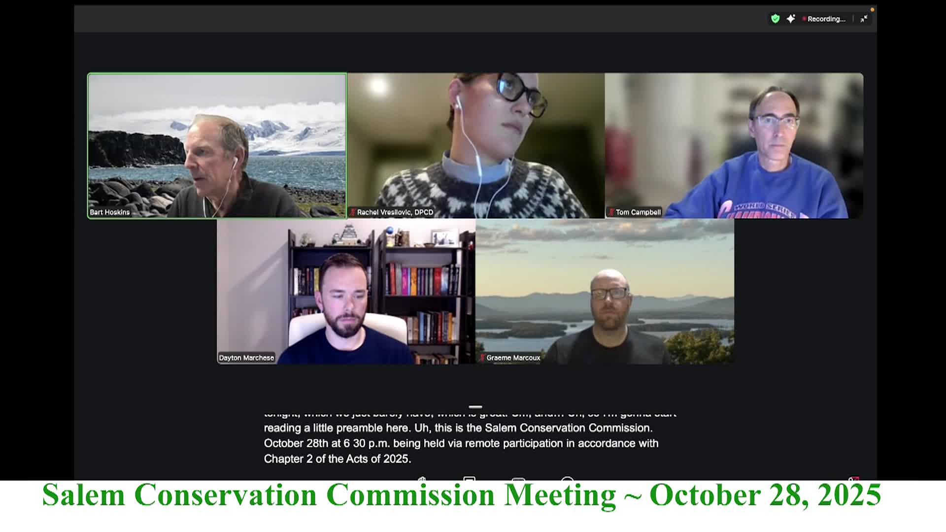 Salem Conservation Commission Meeting 10/28/2025