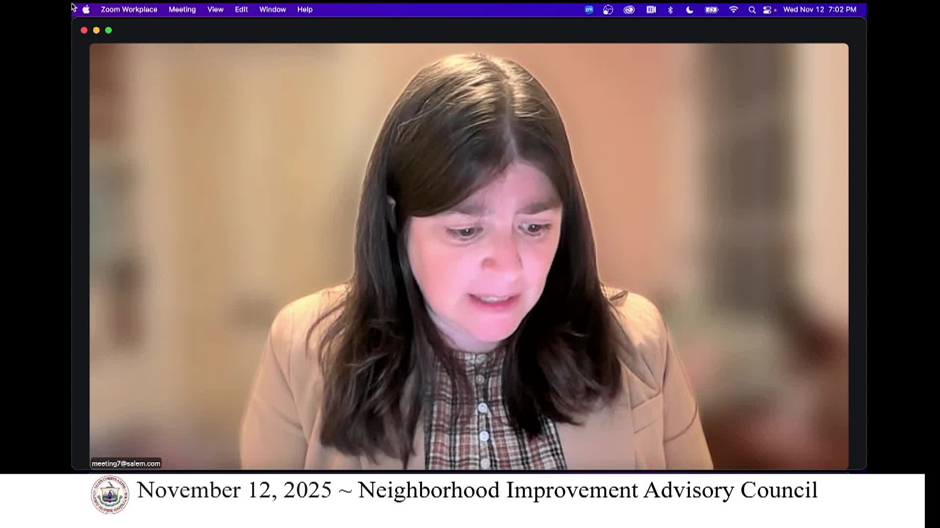 Salem Neighborhood Improvement Advisory Council Meeting (NIAC) 11/12/2025