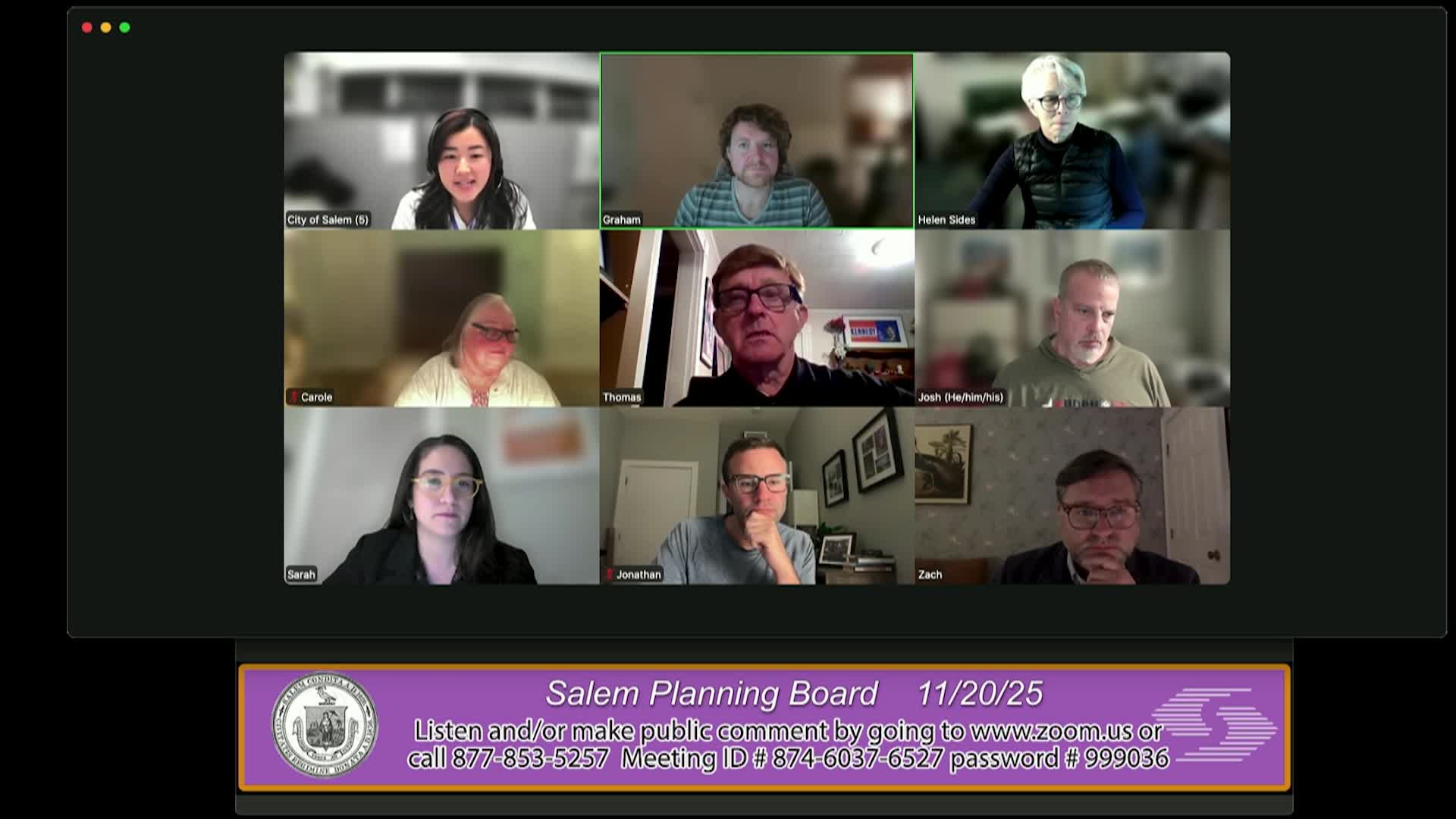Salem Planning Board Meeting 11/20/25