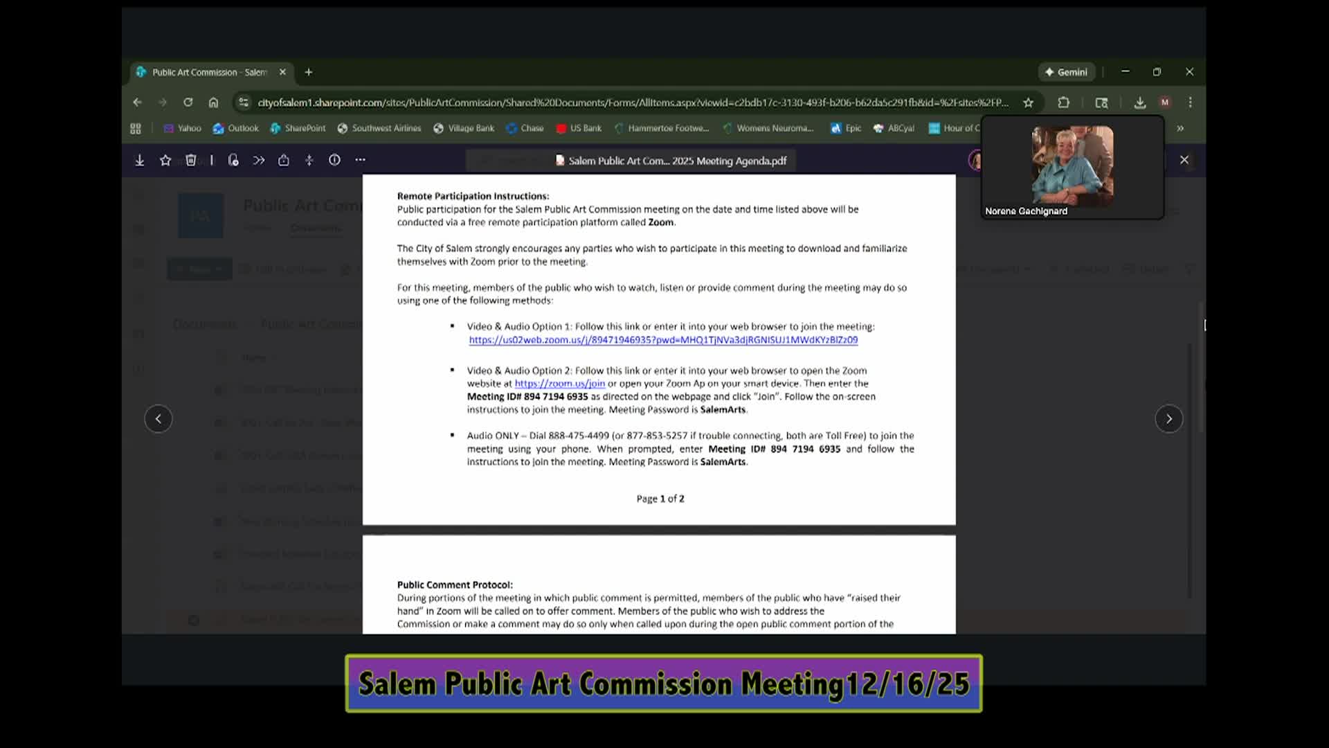 Public Art Commission Meeting 12/16/25