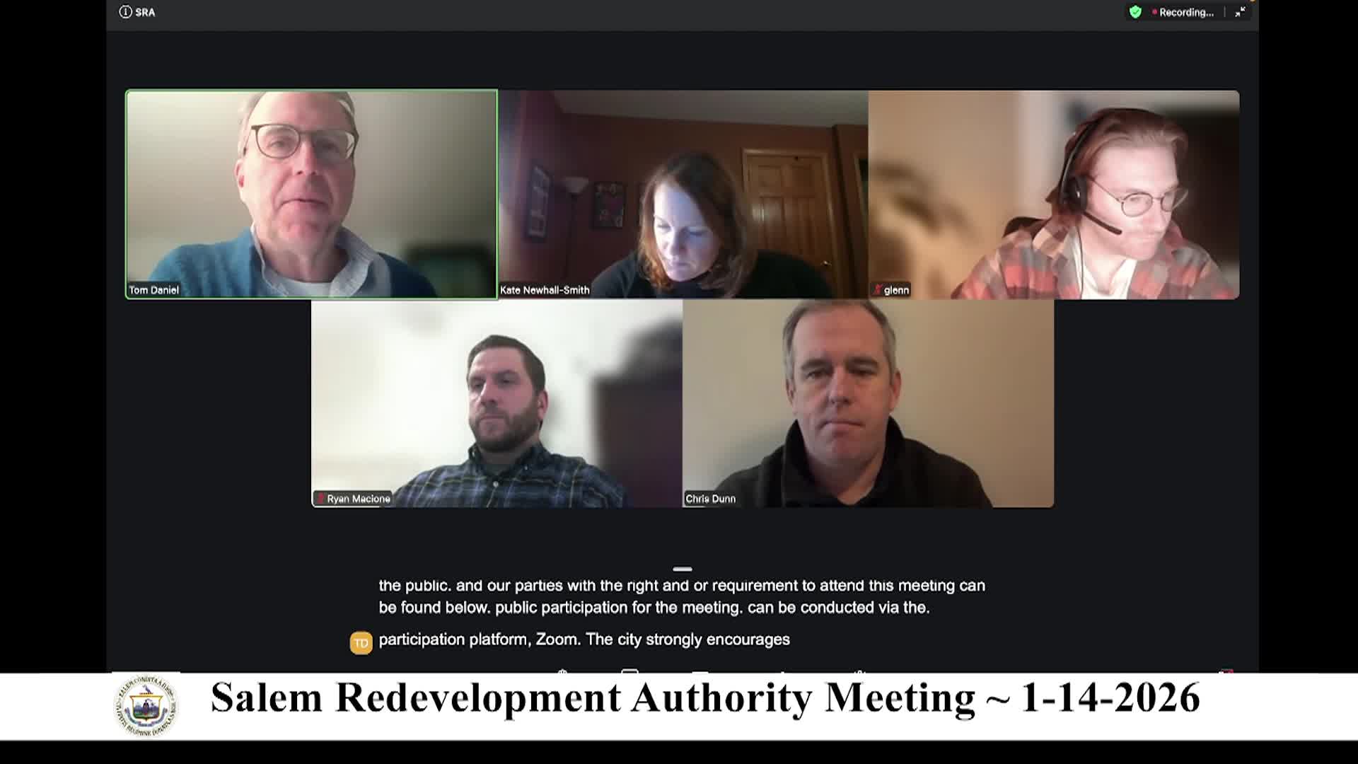 Salem Redevelopment Authority Meeting 1/14/2026