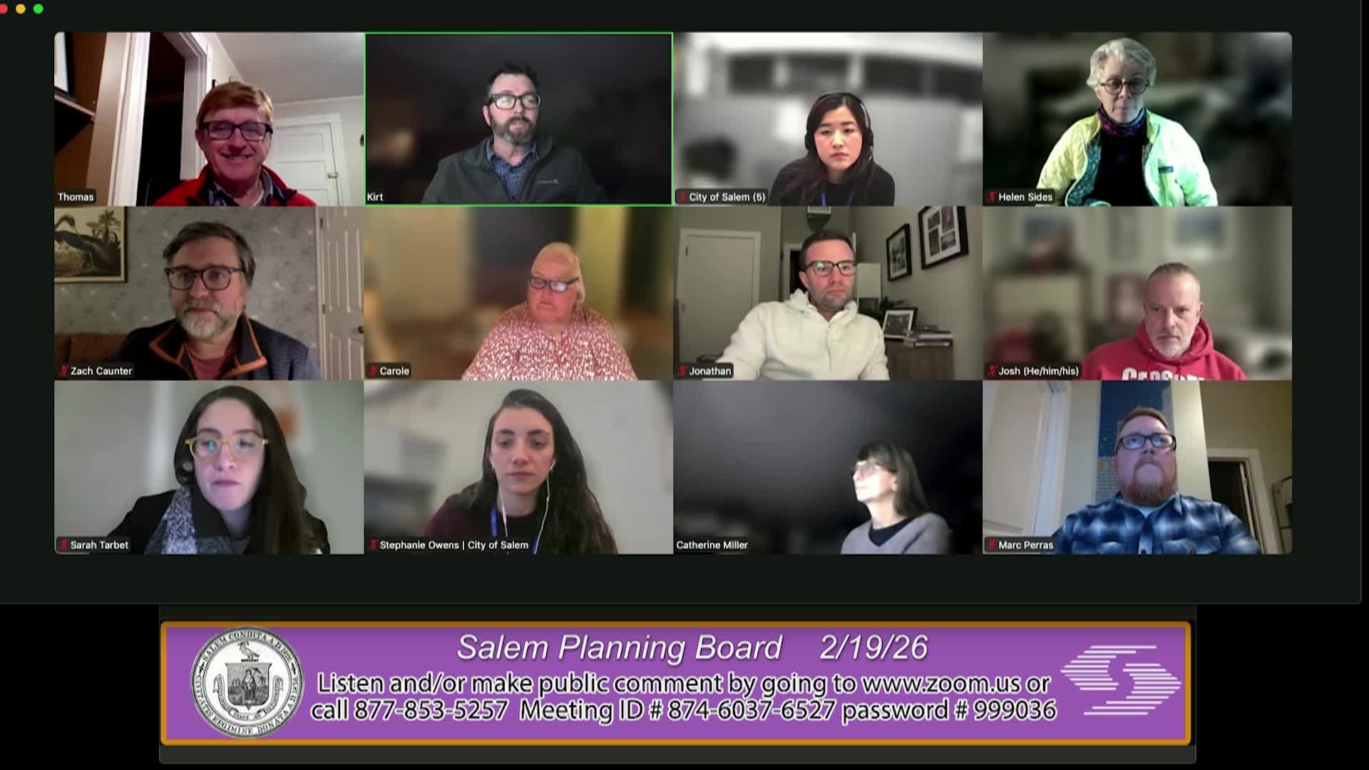 Salem Planning Board Meeting 2/19/26