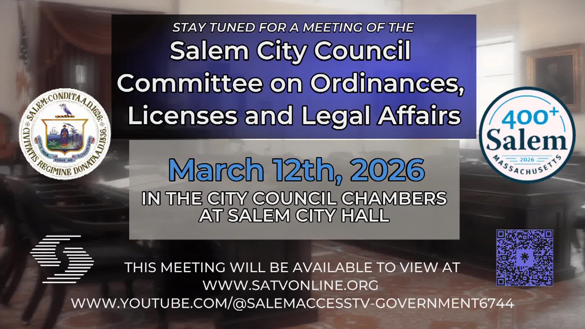 Salem City Council Ordinances, Licenses and Legal Affairs Meeting 3/12/2026