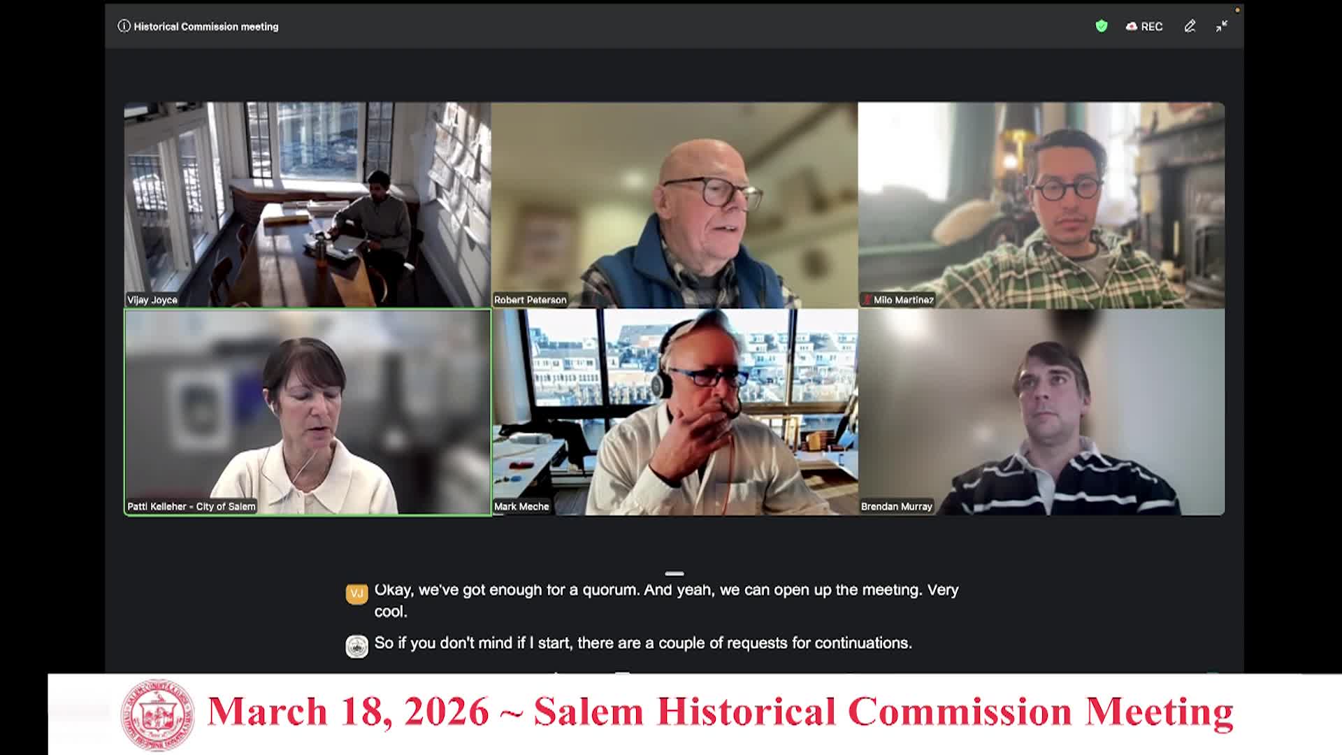 Salem Historical Commission Meeting 3/18/2026