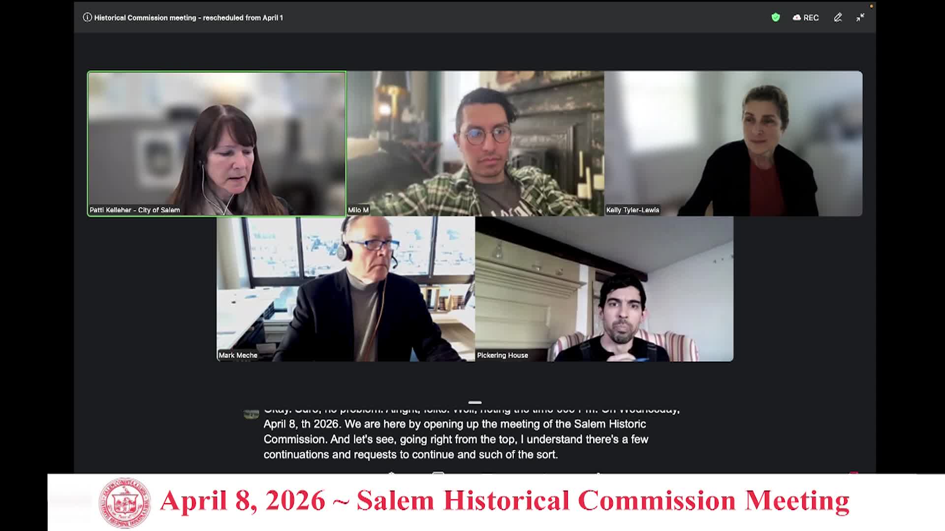 Salem Historical Commission Meeting 4/8/2026