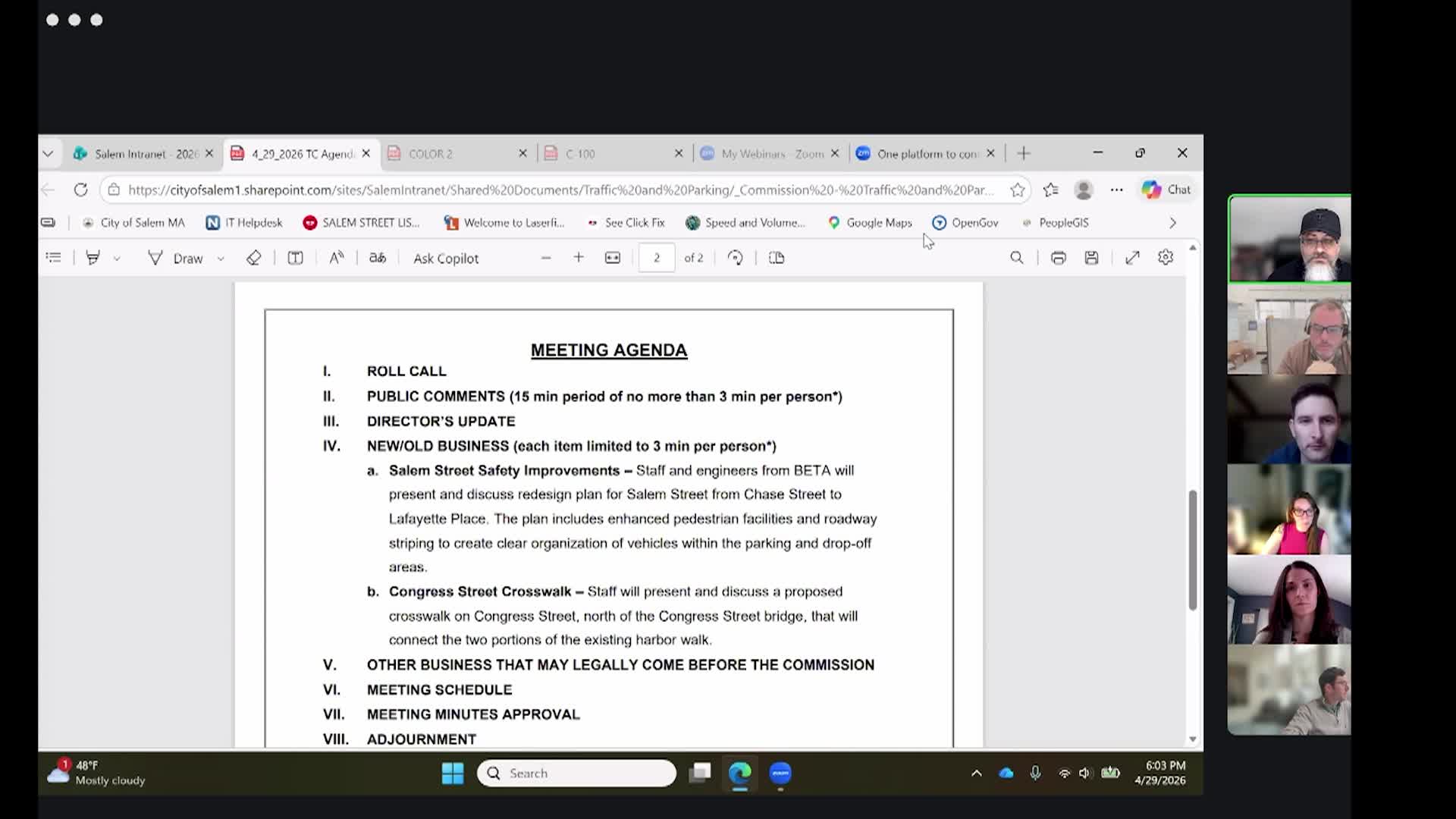 Salem Transportation Commission Meeting 4/29/26