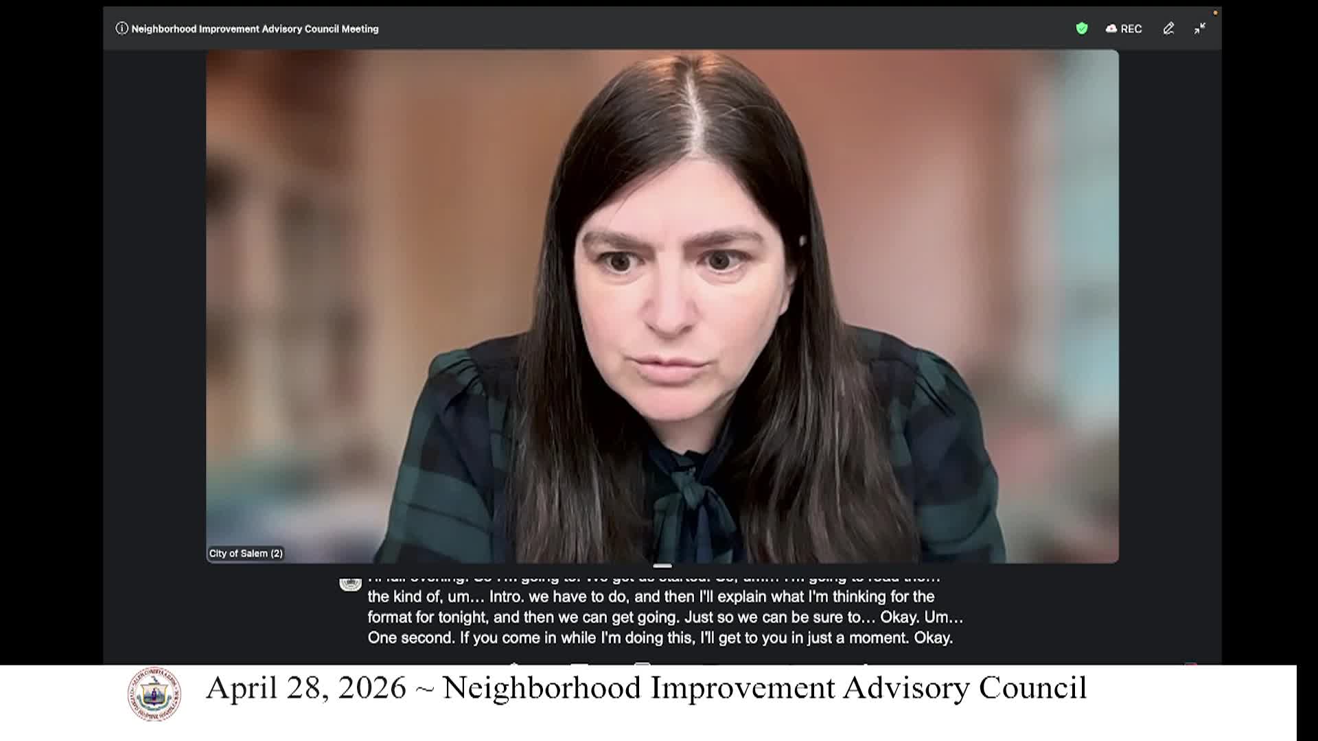 Salem Neighborhood Improvement Advisory Council Meeting NIAC 4/28/2026