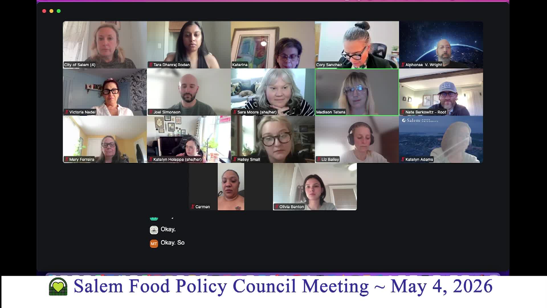 Salem Food Policy Council Meeting 5/4/2026
