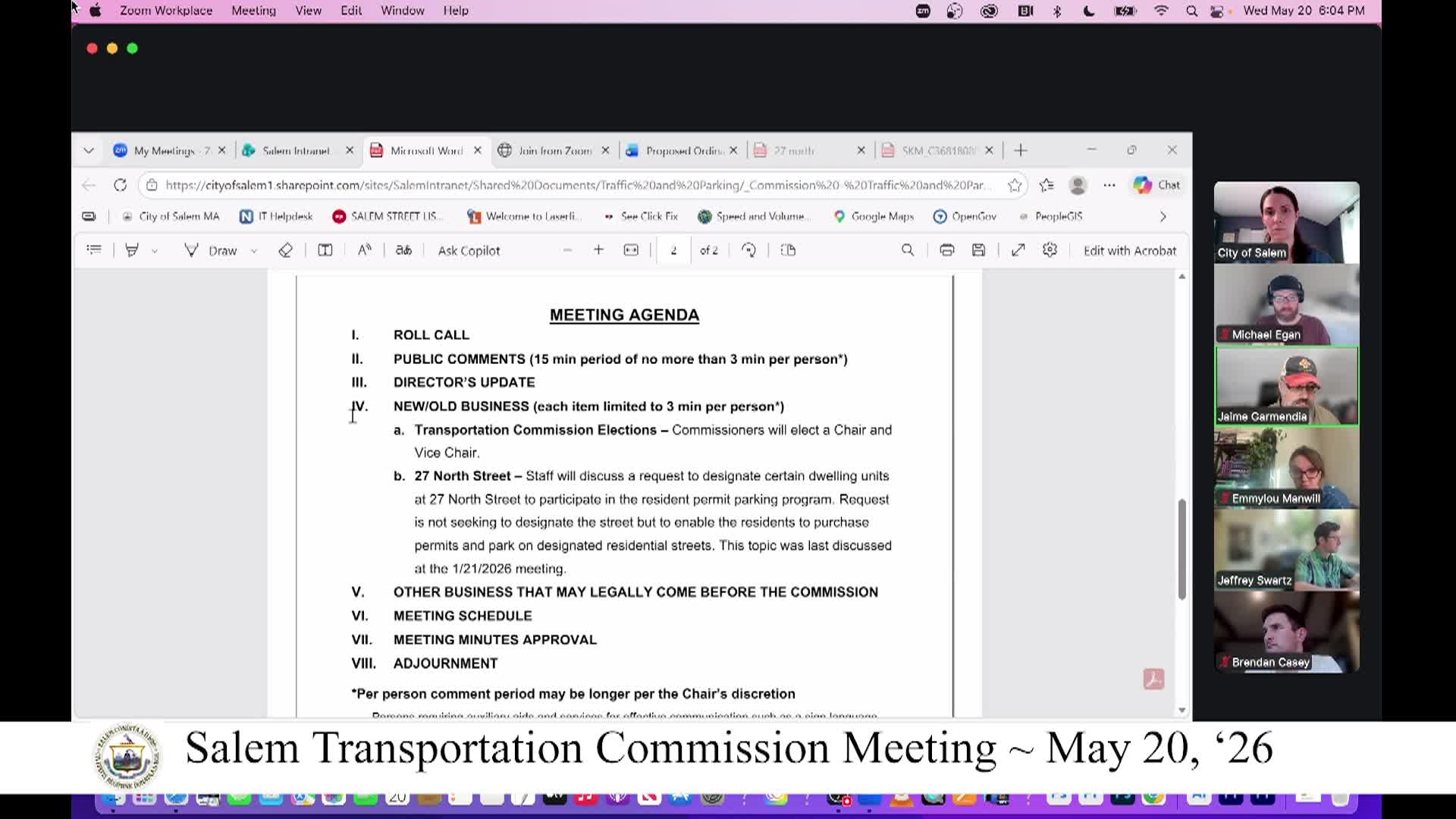 Salem Transportation Commission Meeting 5/20/26