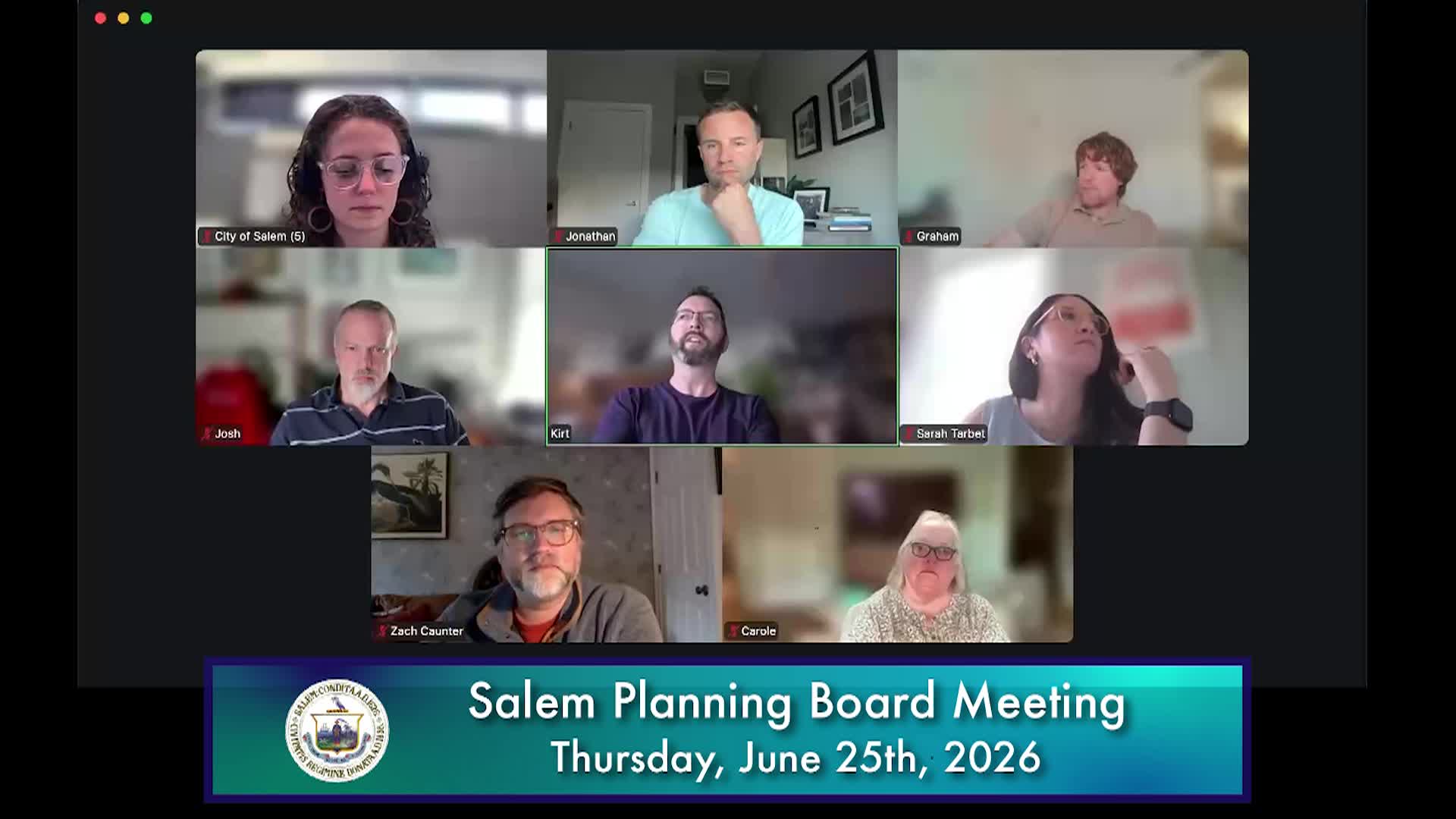 Salem Planning Board Meeting 6/25/2026