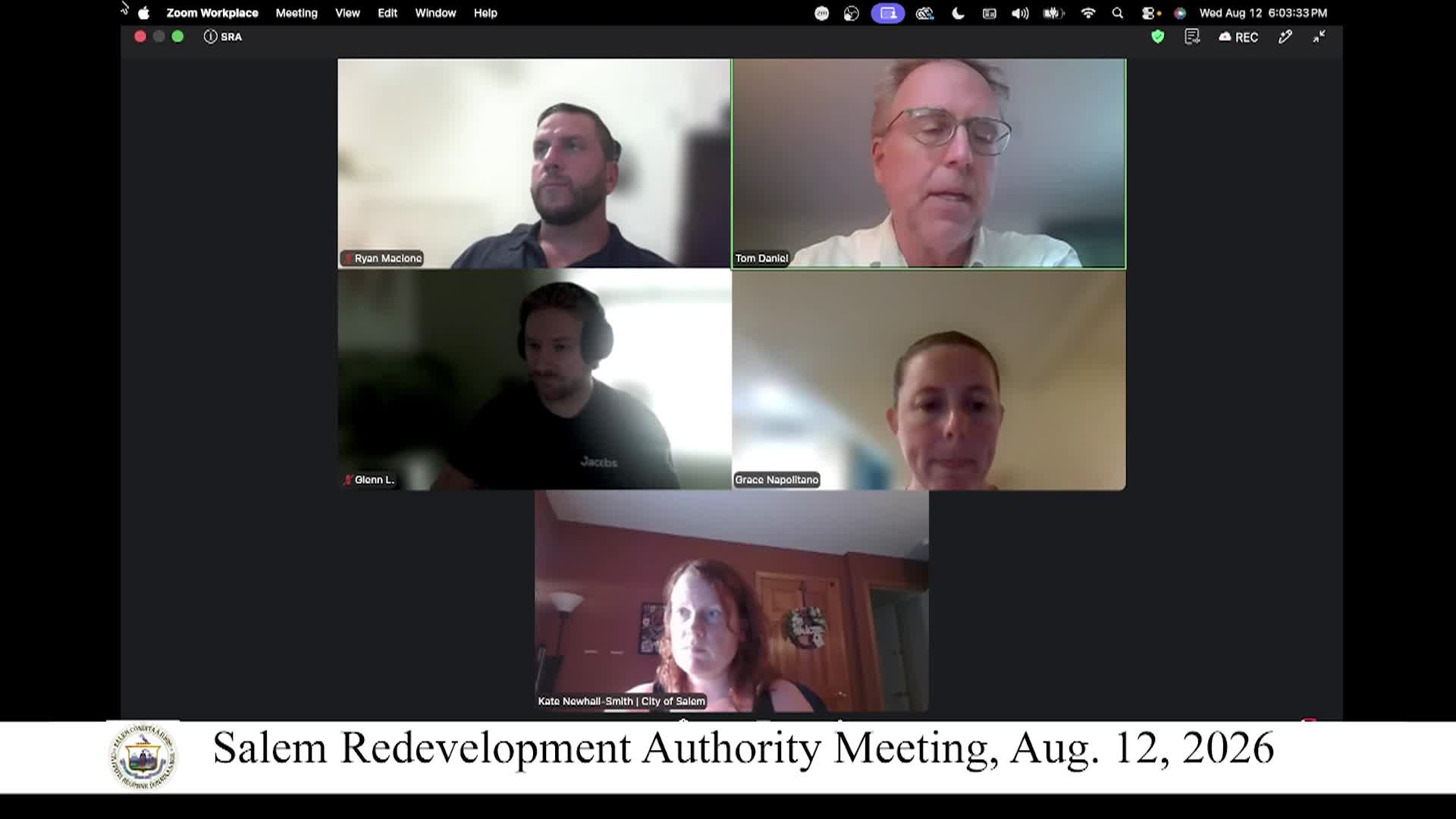 Salem Redevelopment Authority Meeting 8/12/2026