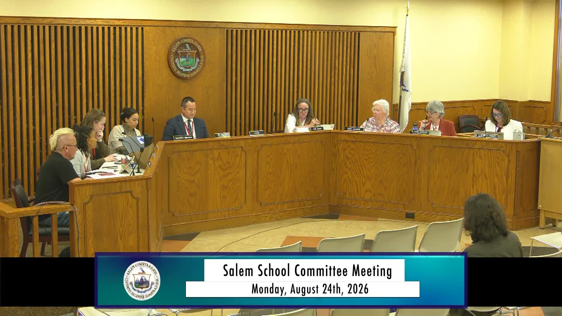 Salem School Committee Meeting 8/24/2026