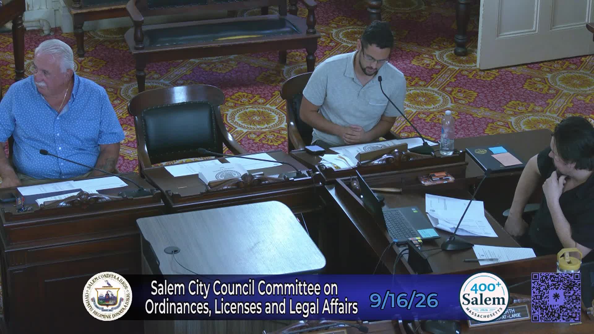 Salem City Council Committee on Ordinances, Licenses and Legal Affairs Meeting 9/16/26