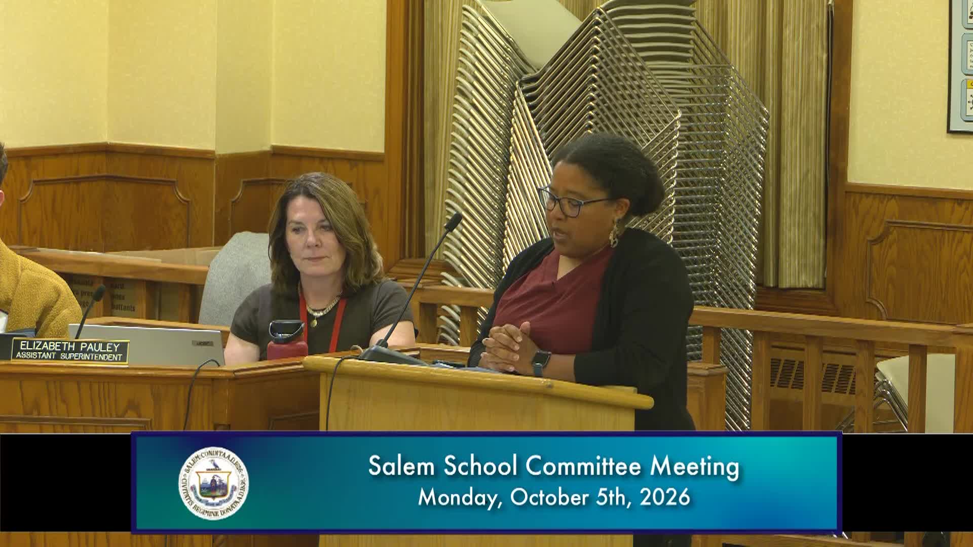 Salem School Committee Meeting 10/5/2026