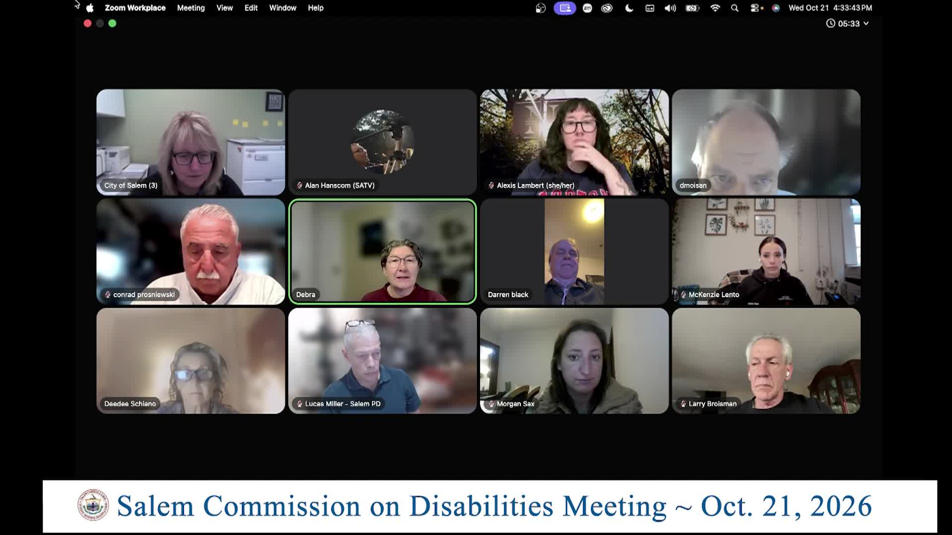 Salem Commission on Disabilities Meeting 10/21/26
